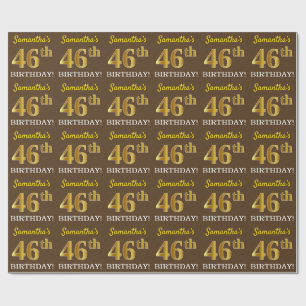 Papier Cadeau Brown, Imitation Gold Look "46e anniversaire"