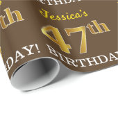 Papier Cadeau Brown, Imitation Gold Look "47e anniversaire" (Coin rond)