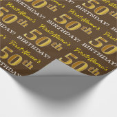 Papier Cadeau Brown, Imitation Gold Look "50e anniversaire" (Coin)