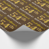 Papier Cadeau Brown, Imitation Gold Look "54e anniversaire" (Coin)
