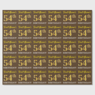 Papier Cadeau Brown, Imitation Gold Look "54e anniversaire"