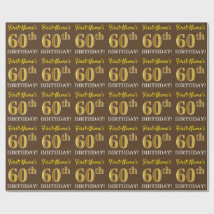 Papier Cadeau Brown, Imitation Gold Look "60e anniversaire"
