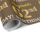Papier Cadeau Brown, Imitation Gold Look "62e anniversaire" (Coin rond)