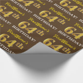 Papier Cadeau Brown, Imitation Gold Look "64e anniversaire" (Coin)