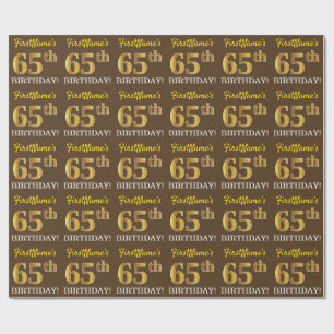 Papier Cadeau Brown, Imitation Gold Look "65e anniversaire"