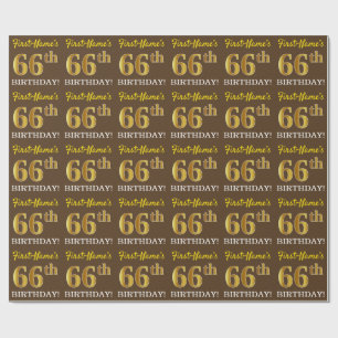 Papier Cadeau Brown, Imitation Gold Look "66e anniversaire"