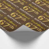 Papier Cadeau Brown, Imitation Gold Look "67e anniversaire" (Coin)