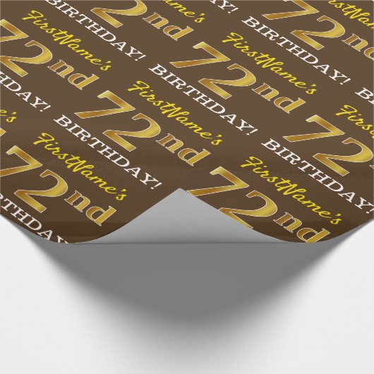 Papier Cadeau Brown, Imitation Gold Look "72e anniversaire" (Coin)