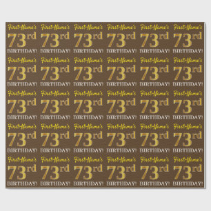 Papier Cadeau Brown, Imitation Gold Look "73ème anniversaire"