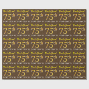 Papier Cadeau Brown, Imitation Gold Look "75e anniversaire"