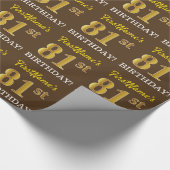 Papier Cadeau Brown, Imitation Gold Look "81ème anniversaire" (Coin)