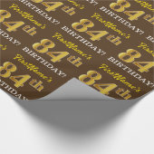 Papier Cadeau Brown, Imitation Gold Look "84e anniversaire" (Coin)