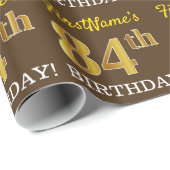 Papier Cadeau Brown, Imitation Gold Look "84e anniversaire" (Coin rond)