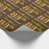 Papier Cadeau Brown, Imitation Gold Look "88e anniversaire" (Coin)