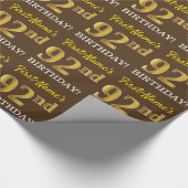Papier Cadeau Brown, Imitation Gold Look "92e anniversaire" (Coin)