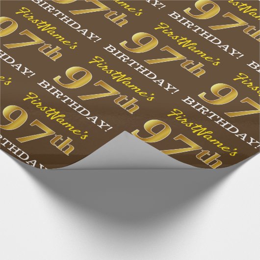 Papier Cadeau Brown, Imitation Gold Look "97e anniversaire" (Coin)