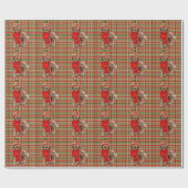 Papier Cadeau Brown Labradoodle Chien Rouge Vert Plaid Noël Wr (Plat)