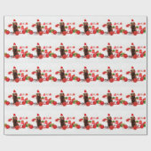 Papier Cadeau Brown Labrador Chien Noël w Cadeaux Santa Hat (Plat)