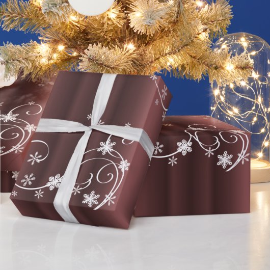 Papier Cadeau Brown métallique, Fils blancs Noël