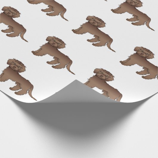 Papier Cadeau Brown Mini Goldendoodle mignon Motif de dessin ani (Coin)