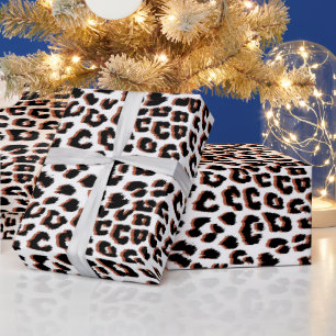 Papier Cadeau Brown noir et Empreinte de léopard blanc