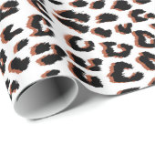 Papier Cadeau Brown noir et Empreinte de léopard blanc (Coin rond)