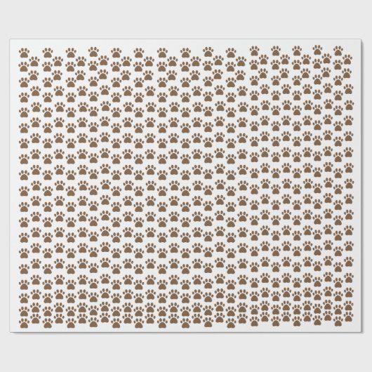 Papier Cadeau Brown Paw Print Pattern - Cute Pet Lover Design (Plat)