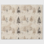 Papier Cadeau Brown Russe Pin d'hiver de Noël (Plat)