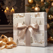 Papier Cadeau Brown Russe Village d'hiver de Noël