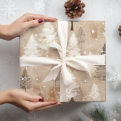 Papier Cadeau Brown Russe Village d'hiver de Noël