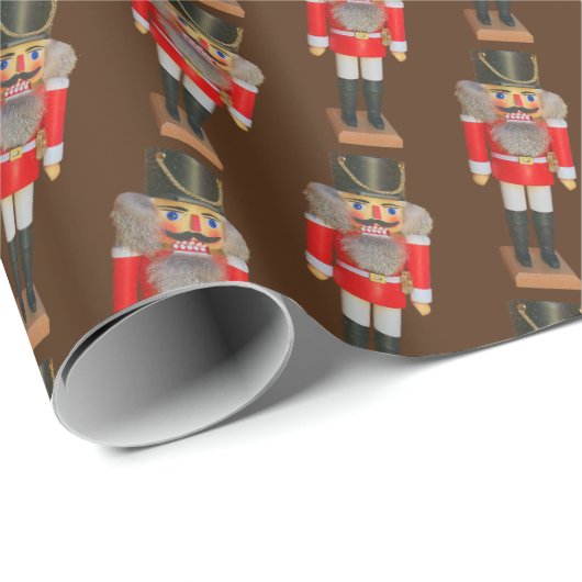 Papier Cadeau Brown traditionnel Noisette Soldat Noël (Coin rond)