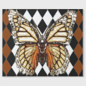 PAPIER CADEAU BROWN-WHITE MODELÉ PAR HARLEQUIN NOIR BUTTERFL (Plat)