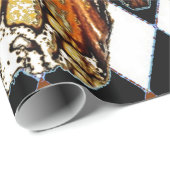 PAPIER CADEAU BROWN-WHITE MODELÉ PAR HARLEQUIN NOIR BUTTERFL (Coin rond)