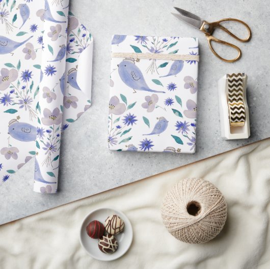 Papier Cadeau Bruant mignon avec Casquette à fleurs (Artisanat)
