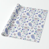 Papier Cadeau Bruant mignon avec Casquette à fleurs (Déroulé)