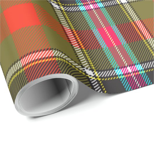 Papier Cadeau Bruce de Kinnaird Ancient Tartan Plaid Motif (Coin rond)