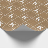 Papier Cadeau Brûlage rustique Noël Monogramme blanc (Coin)