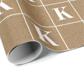 Papier Cadeau Brûlage rustique Noël Monogramme blanc (Coin rond)