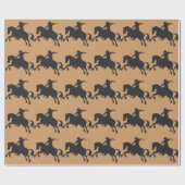 Papier Cadeau Brun de cavalier de rodéo (Plat)