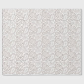 Papier Cadeau Brun de Paisley sur le papier d'emballage blanc (Plat)