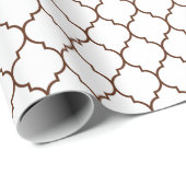 Papier Cadeau Brun de Quatrefoil de Marocain sur le papier (Coin rond)