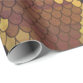 Papier Cadeau Brun de serpent et copie d'or (Coin rond)