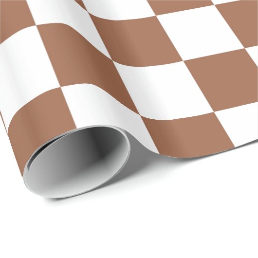 Papier Cadeau Brun et blanc Checkered (Coin rond)