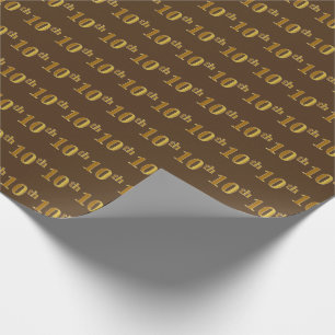 Papier Cadeau Brun, événement d'or de Faux 10ème (dixième)