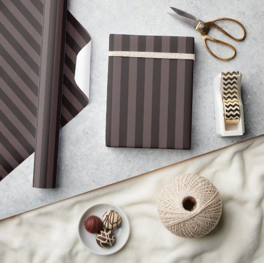 Papier Cadeau Brun foncé & Bandes de pierre brune (Artisanat)