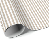 Papier Cadeau Brun Kaki et Rayures Blanches (Coin rond)