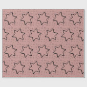 Papier Cadeau Brun rose & Noir  Etoiles de Noël (Plat)