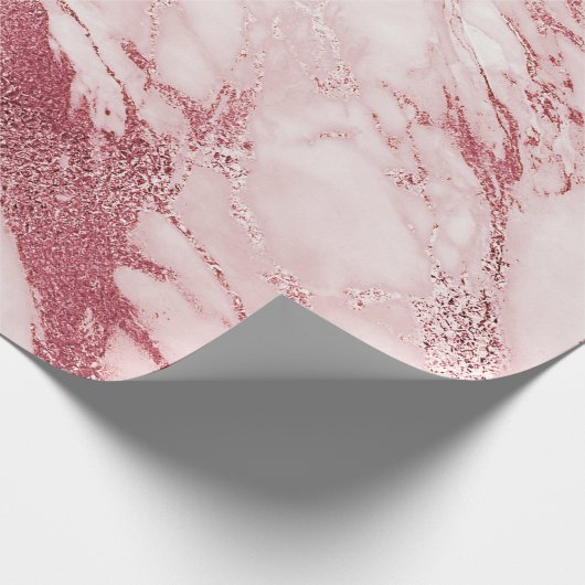 Papier Cadeau Brush rose rose or en poudre Marbre brillant (Coin)