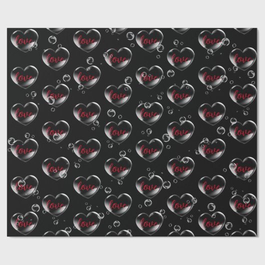 Papier Cadeau Bubble Heart with Love Text (Plat)
