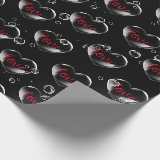 Papier Cadeau Bubble Heart with Love Text (Coin)